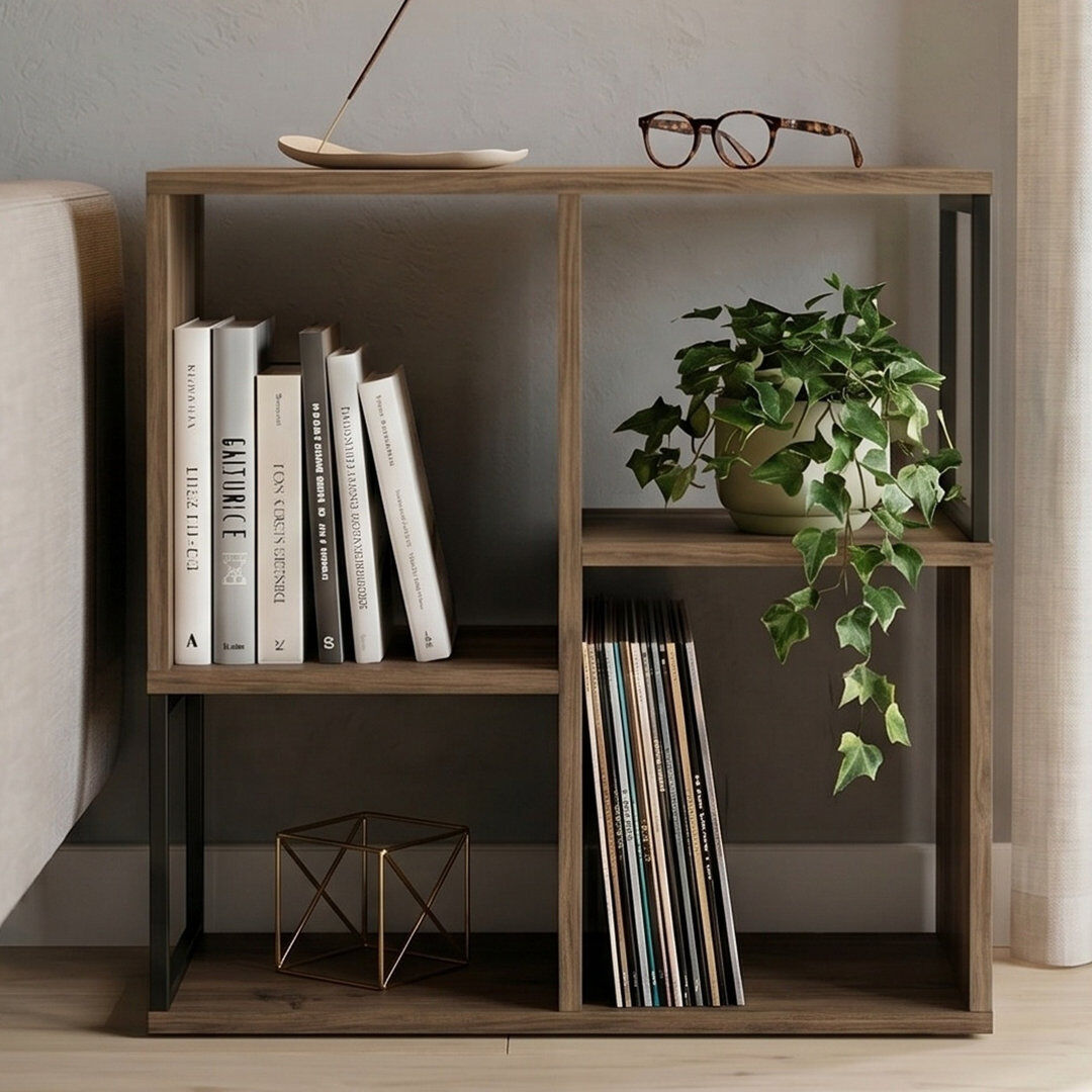 Norden Home 62 cm H x 62 cm W Bookcase Dark Oak Effect 62cm H X 62cm W X 22cm D
