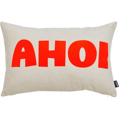 Dekokissen DONE. "AHOI", beige (beige, neon orange, schriftzug), B:40cm L:60cm, Polyester, Dekokissen_Sitzkissen_Kissenhüllen, Extra weiche Haptik