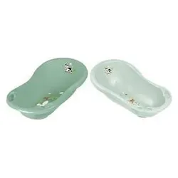 keeeper, Babybadewanne, kids Babywanne maria Funny Farm, soft green mit Stöpsel, mit zwei Ablagefächern, Material: PP