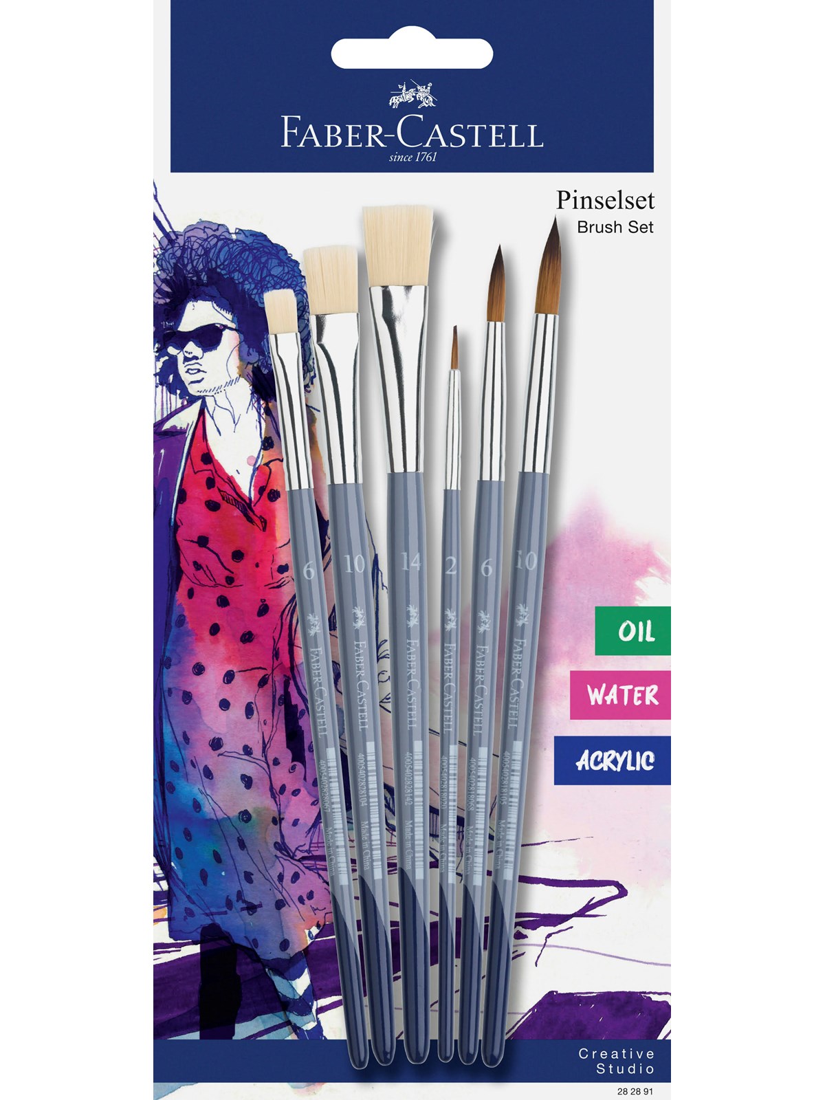 Faber-Castell Pinsel rund 3x und flach 3x auf BK