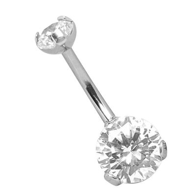 Bauchnabelpiercing ADELIA´S "Piercing Bauchnabelpiercing", silber, Piercings, Damen, onesize, Titan, Mit 8 mm gefasstem Stein und 5 mm Stein Verschluss