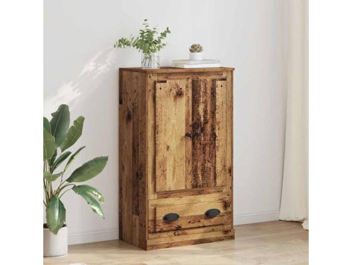 Langlebiges Highboard aus Holzwerkstoff mit zeitlosem Design, stilvolles Highboard mit viel Stauraum für eine Elegante Einrichtung, Weißes aus Holzwerkstoff, Braun Altholz