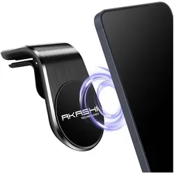 Akashi Support Voiture Alu Aimante Pour Grille D Aeratio, Smartphone Halterung, Schwarz