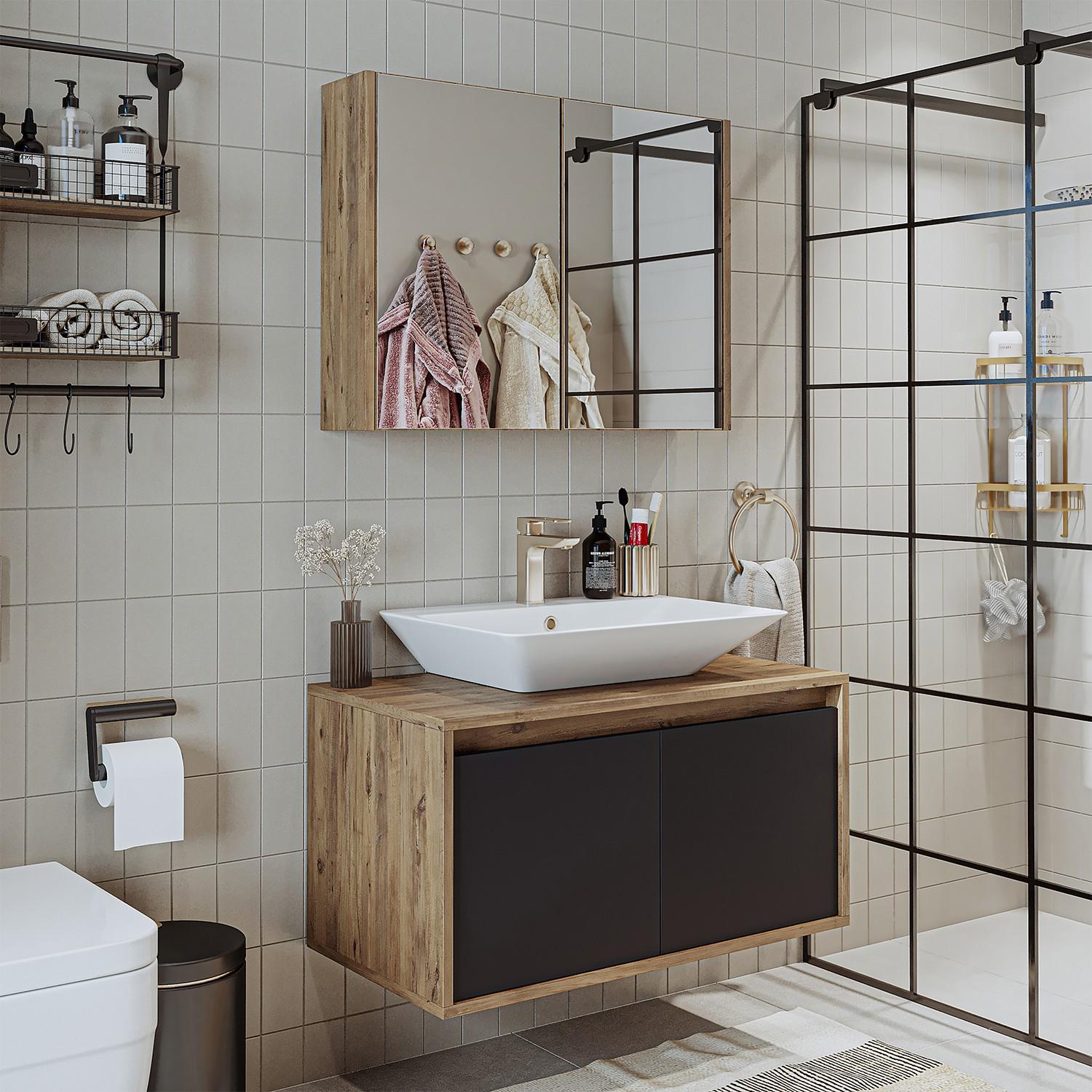 Skye Decor, Moderne Badezimmermöbel Set (2 Teile) - Atlantic Pine & Anthrazit