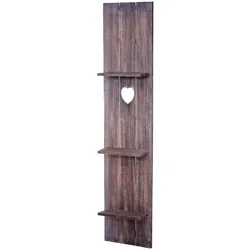 Mendler Wandregal HWC-C92, Wandpaneel Holzregal Regal, 3 Ebenen 150x33x13cm Massivholz Vintage ~ braun shabby
