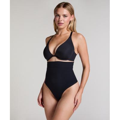 String HUNKEMÖLLER "Seamless Enhancing High Waisted Thong", Damen, Gr. XS, schwarz, 88% Polyamid, 12% Elasthan, Unterhosen String