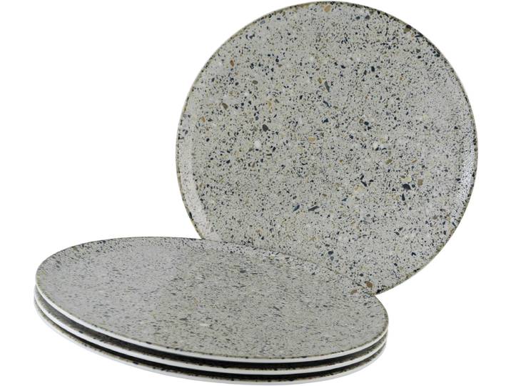 Pizzateller CREATABLE Stone Collection Genua, Teller Set, 4-tlg. , grau (bunt), H:2cm Ø:33cm, Steinzeug, Speiseteller, Pizzateller, Italienische Eleganz, Vielseitig einsetzbar
