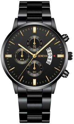 Uplift Essentials Luxury Mens Business Sports Watch Precision Quartz Wristwatch With Calendar black Gold