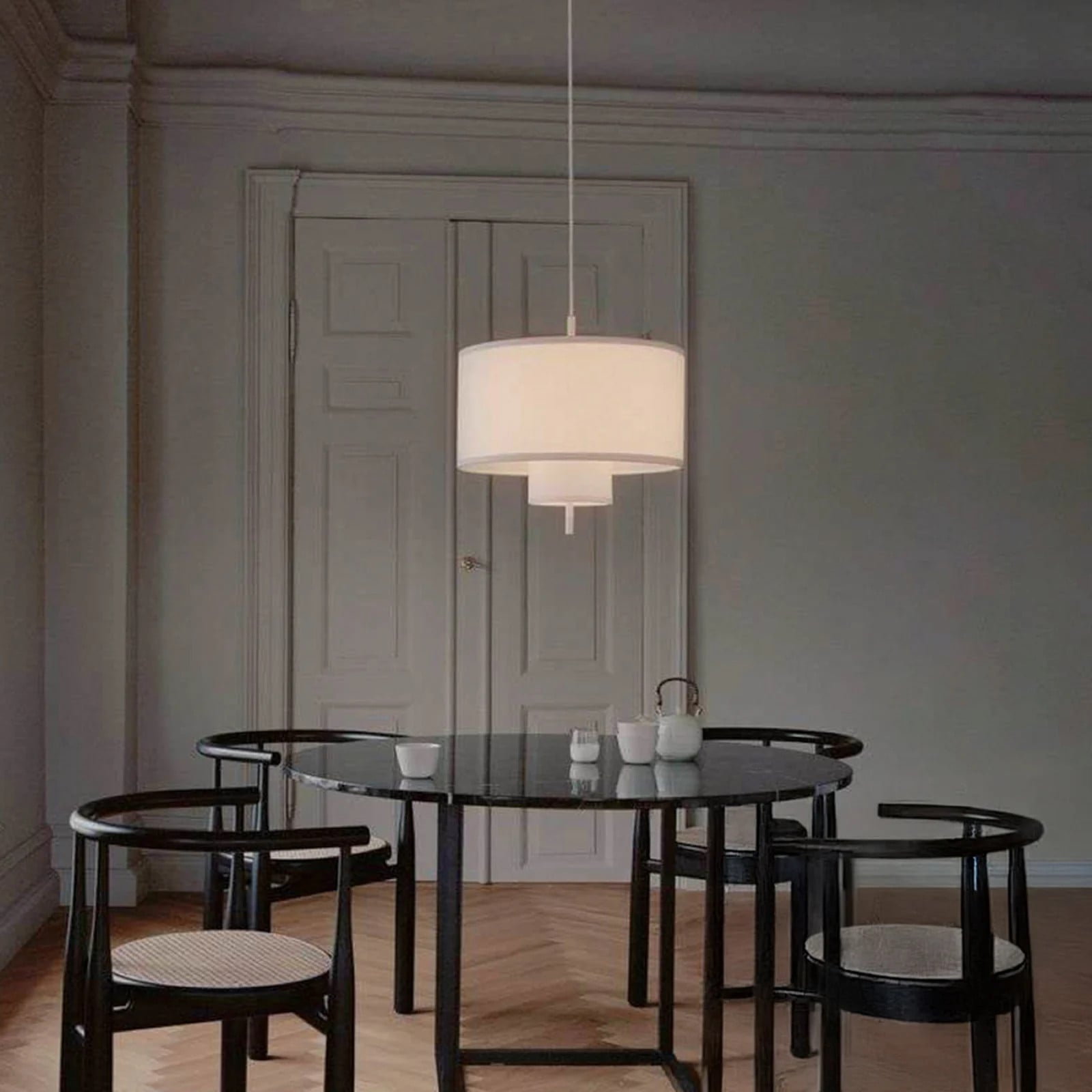 New Works Margin hanglamp, wit, Ø 50 cm, textiel en metaal, Scandinavisch design