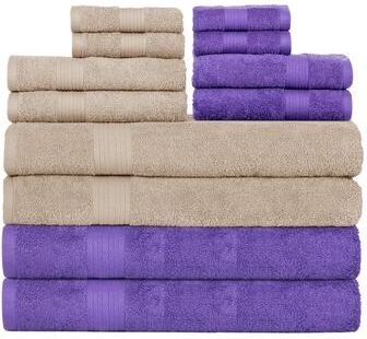 Ample Decor Light Weight Ultra Soft Cotton Towel Sets 12 PCS - 4Bath 4Hand 4Wash