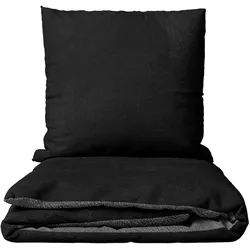 Leonado Vicenti Bettwäsche 240x220 cm Fleece Schwarz Anthrazit Wendeseite Winter warm