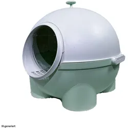 HTI-Living Katzentoilette geschlossen grün weiss mit Schaufel aus Kunststoff (Katzenklo geschlossen), Katzenklo