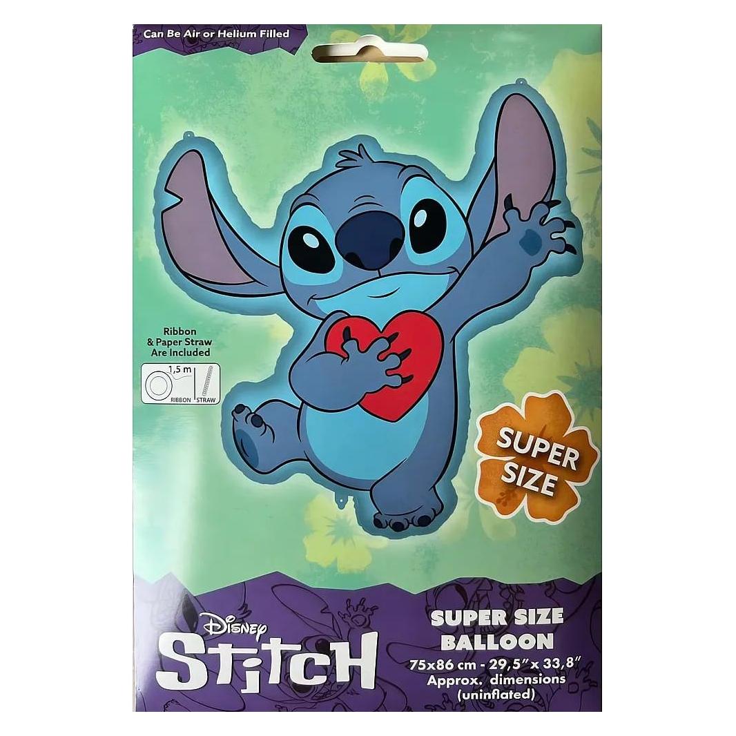 Magni Folienballon Disney Stitch mit Herz blau 75x86cm (1x) (5201184971840)
