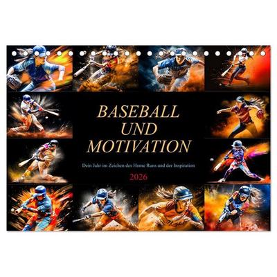 Baseball und Motivation (Tischkalender 2026 DIN A5 quer), CALVENDO Monatskalender