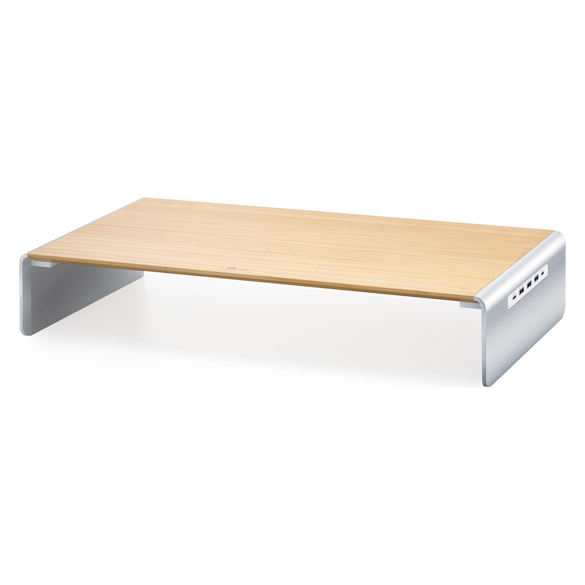 j5Create Wood Monitor Stand With Docking (USB-C, 8 Ports) (JCT425-N)