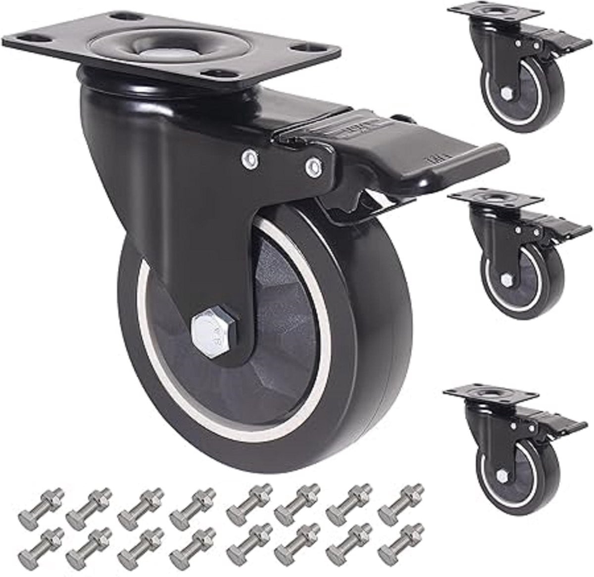 Heavy Duty Trolleywielen voor meubels - Rubberen transportwielen - Maximaal 650 kg