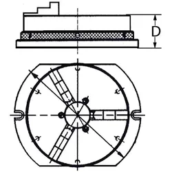 Röhm KRF 70, 3-Backen, mit Grundplatte, Gusskörper - 150595