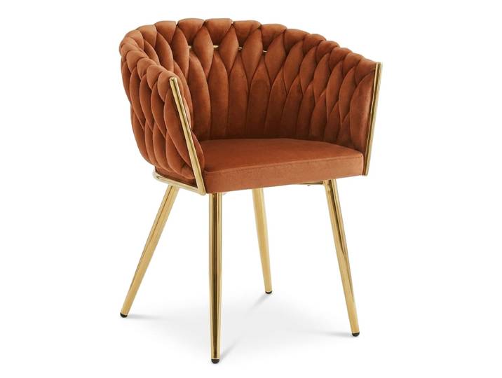 Samtener Esszimmerstuhl ORION VELVET mit goldenen Beinen, terrakotta