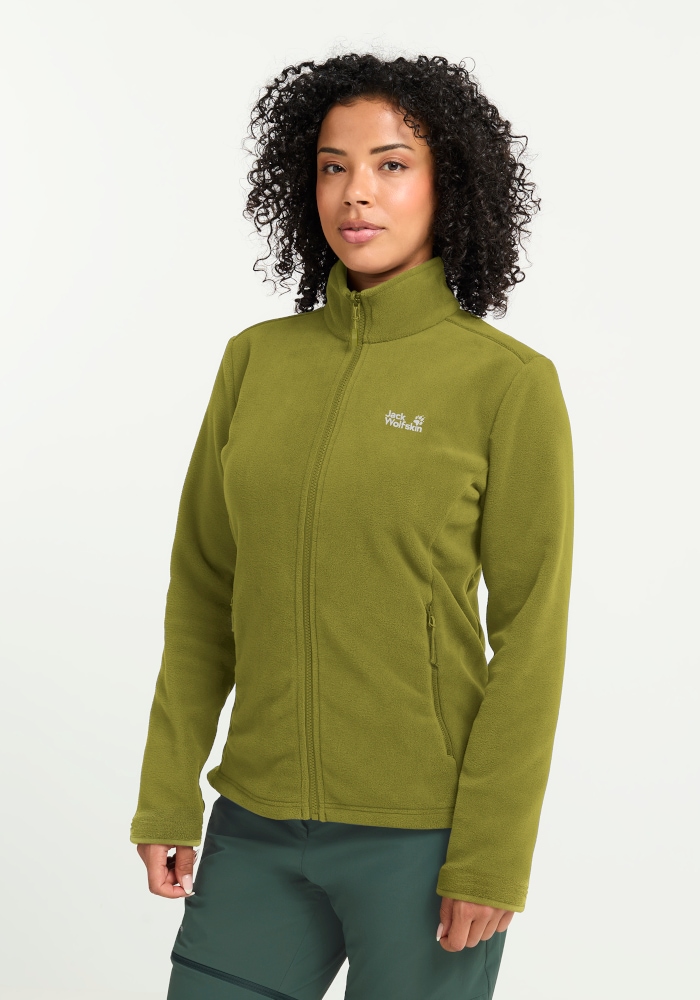 Fleecejacke JACK WOLFSKIN "TAUNUS 200 FZ W", Damen, Gr. XS (34), grün (khakigrün), Obermaterial: 100% POLYESTER. Futter: 100% POLYESTER, Jacken Fleecejacke, mit 3-in-1 System-Kompatibilität, aus Polyester khakigrün XS (34)