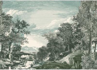 York Wallcoverings Provincial Scenic Teal Wall Mural