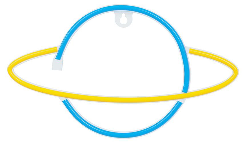 Forever Light Neon LED-lamp SATURN, geel en blauw met vleermuis, USB-aansluiting