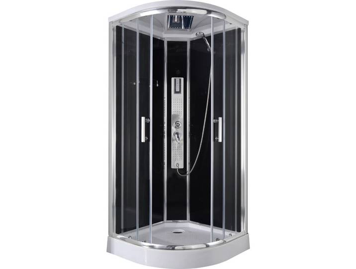 Duschkabine, Schwarz, Chromfarben, Metall, Glas, 90x215x90 cm, Badezimmer, Baden & Duschen, Duschkabinen