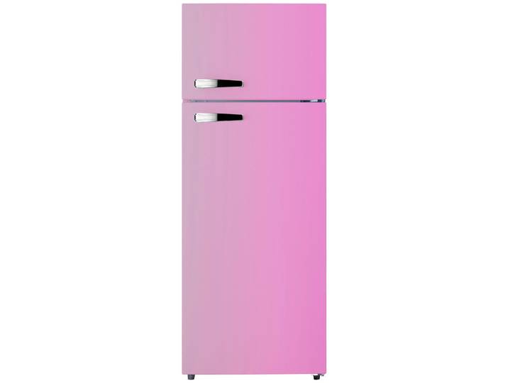 PKM Kühl-Gefrier-Kombination, Pink, Metall, Kunststoff, 1 Schublade(n) Schubladen, 54x143x54.5 cm, LED-Innenbeleuchtung, höhenverstellbare Füsse, Küchen, Küchenelektrogeräte, Kühl- & Gefrierschränke, Kühl- und Gefrierkombinationen