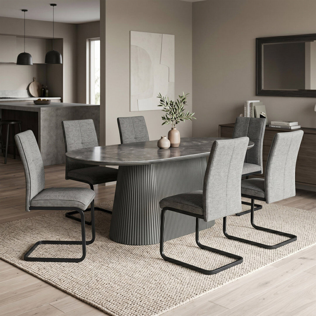 Metro Decie Oval Stone Top Dining Table Grey