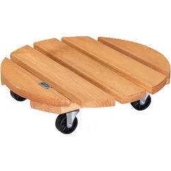 WAGNER Pflanzenroller TOSCANA Ø 38 x 10,5 cm, innen & außen, Holz geriffelt, terracotta, max. 150 kg, EU Ware - 20016301