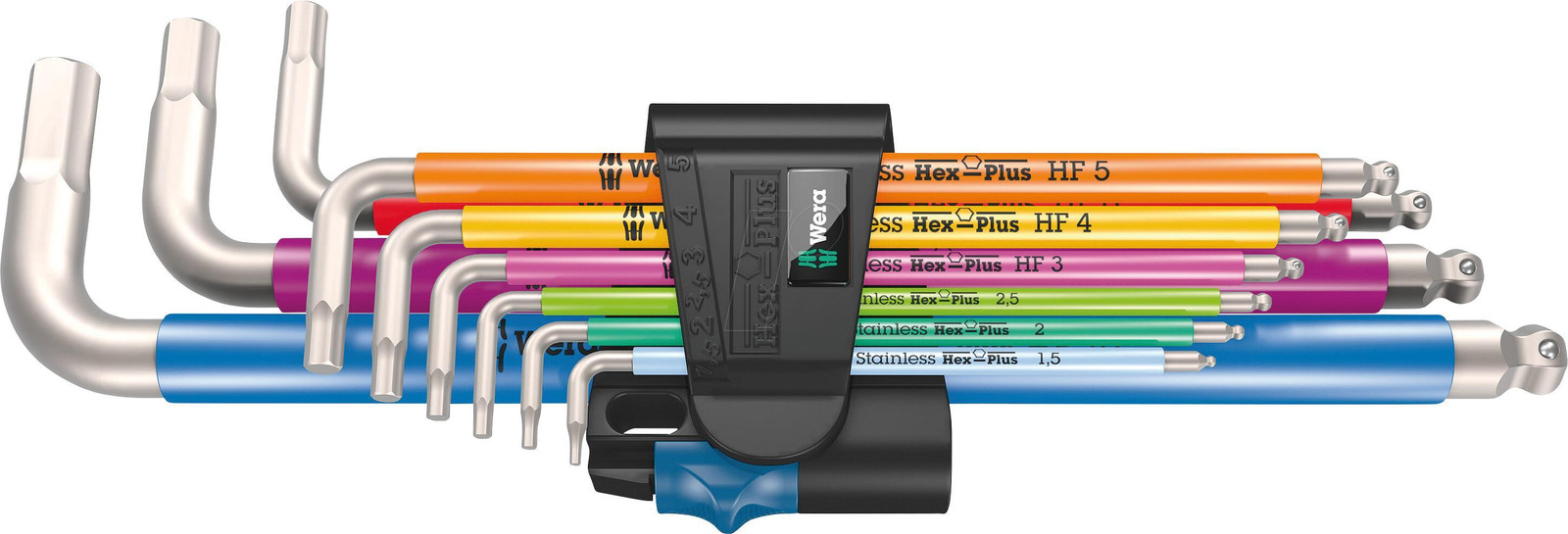 Wera 3950/9 Hex-Plus Inbusset Multicolour HF RVS