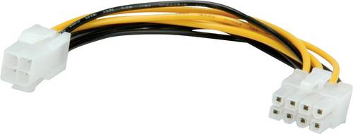 Roline Strom Anschlusskabel [1x PCIe-Stecker 8pol. - 1x ATX-Strom-Stecker 4pol.] 0.15 m Schwarz, Gelb