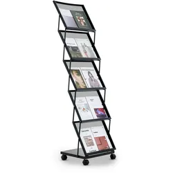 VEVOR faltbarer Prospektständer Zeitschriftenständer mit 5 Taschen, rollbarer Literaturständer Kataloghalter Schrägsteller, Buchständer Bodenaufsteller für Messe, Büroshows, Ausstellung