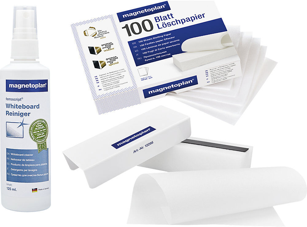 Reinigungsset, für Whiteboard, Löscher, Löschpapier, Tafelreiniger magnetoplan