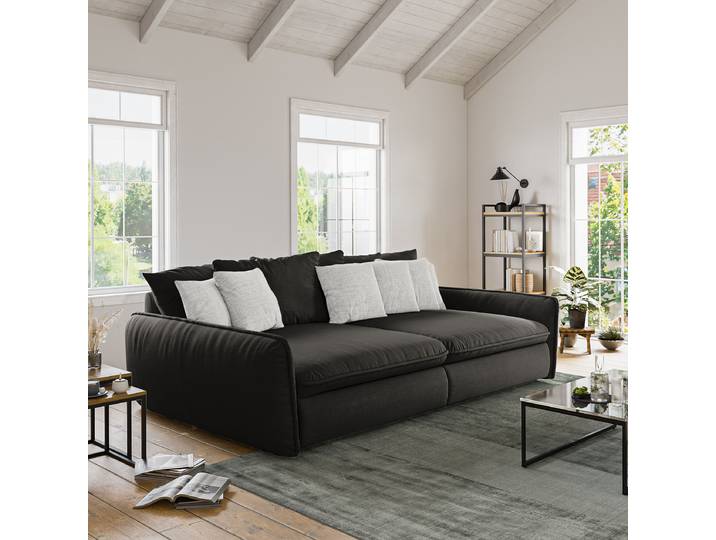 Bigsofa Hayim Grau Flachgewebe Cailin 234 x 77 x 131cm Modern