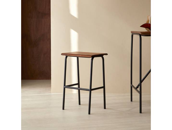 Hoher Hocker aus massivem Palisanderholz und Metall Metal & wood - Braun - Sheesham