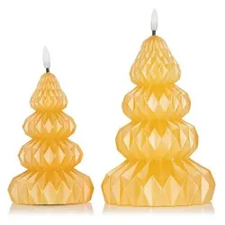 ELAMBIA 2 LED-Kerzen Tannenbaum Faltoptik, Timer Höhe 17 & 22cm