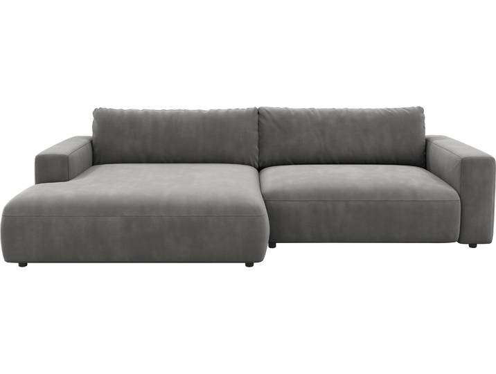 Ecksofa MUSTERRING LUCIA zeitlos, bequem, schöne Detailverarbeitung Breite 296cm, L-Form , grau (stone samt), B:296cm H:81cm T:190cm, Flachgewebe VALMONT (60% Baumwolle/40% Leinen);Leder PURO, pigmentiertes Leder;Microfaser CRONA (100% Polyester);Flachgewebe FLORIS (100% Polyester);Leder BAX, pigmentiertes Leder, Sofas, Ecksofa