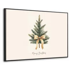 LEINWAND Bilder mit Rahmen - Weihnachtsbaum - Weihnachten - Frohe Weihnachten - Beige - 140x90