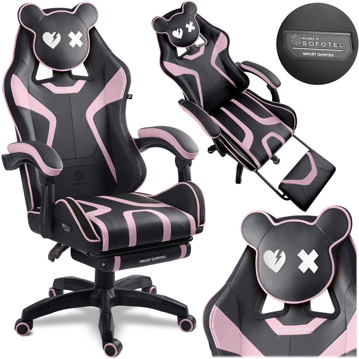 Sofotel Specter Serie Gamingstoel met uitschuifbare voetsteun en kubevormige rugleuning