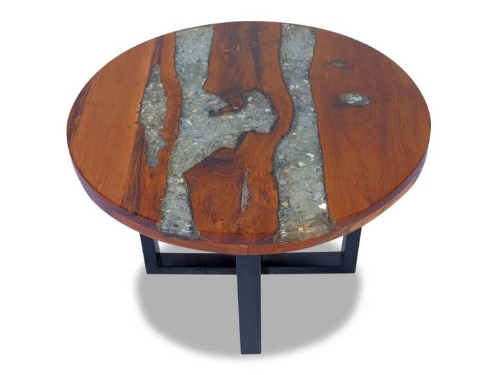 vidaXL Ablagetisch, Couchtisch Teak Harz 60 cm