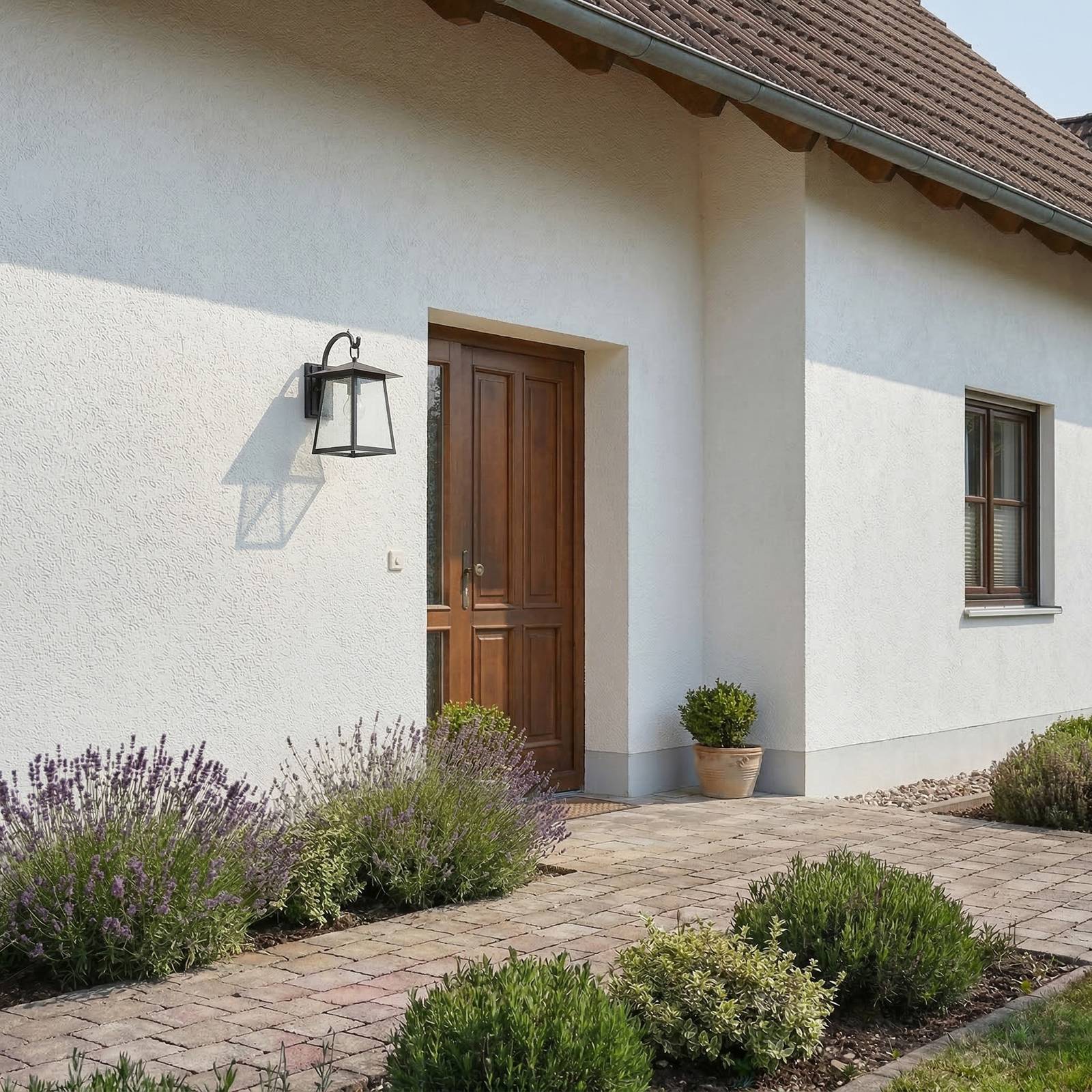 Außenwandleuchte Xavon Lucande, dimmbar, schwarz, Aluminium, Landhaus / Rustikal, Wandleuchte außen