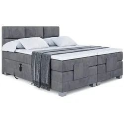 BOXSPRINGBETT elektrisch verstellbar mit 2 Matratzen H4/Taschenfederung PROT EL 140 x 200 Dunkelgrau