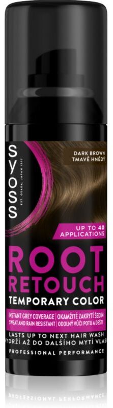 Syoss Root Retoucher Touch-up hårfarve til rødder på spray Skygge Dark Brown 120 ml