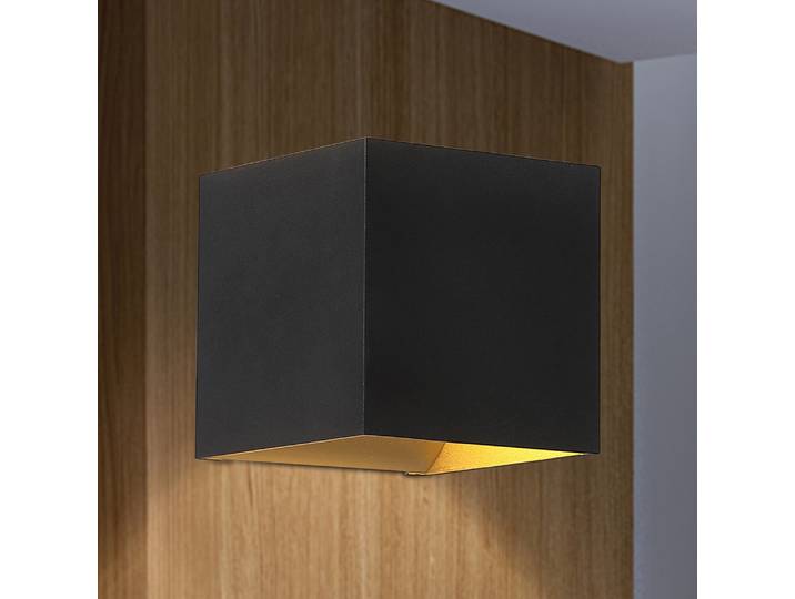 Wandleuchte Square 10 x 10 x 10cm Schwarz/Gold Aluminium, lackiert G9