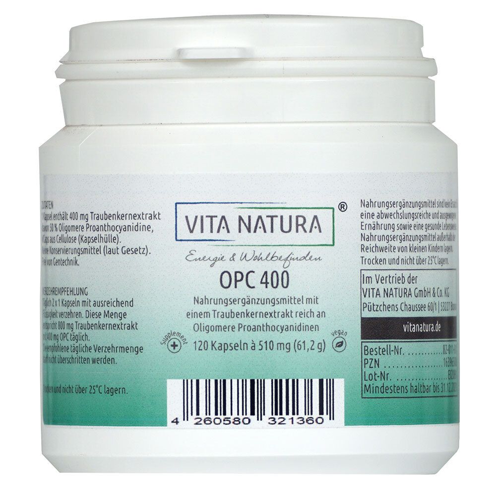 OPC Traubenkernextrakt 400 mg Vegi- Kapseln 120 St