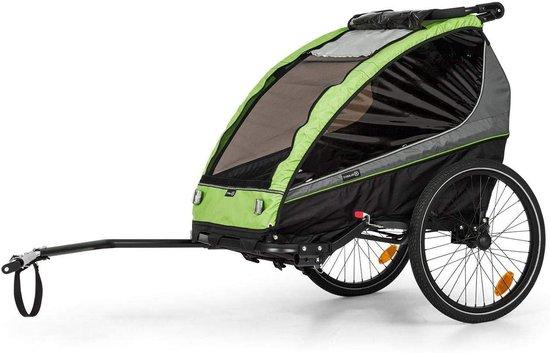 Kinderfahrradanhänger - Doppelkinderwagen - Sichere Fortbewegung - 2-in-1-Jogger - Max. 40 kg - Grün