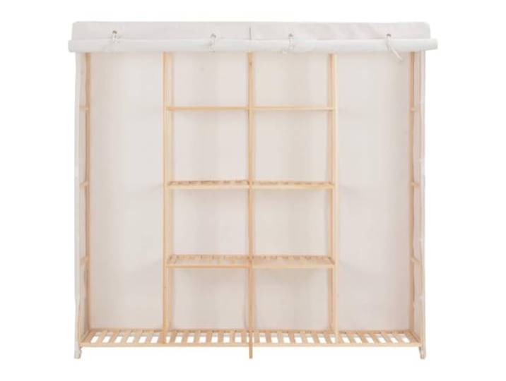 HWKQEQRF Kleiderschrank Weiß 173 x 40 x 170 cm Stoff Offene Fächer, Holzstruktur, Stoffbezug, Staubschutz, Kleider Schuhe Accessoires