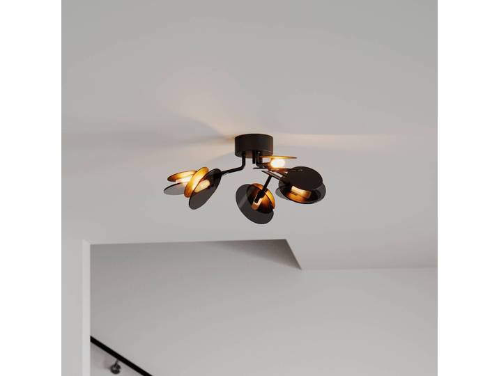 Design plafondlamp Turno, dimbaar, zwart, Woon-/ Eetkamer, metaal, Design, plafondlamp design