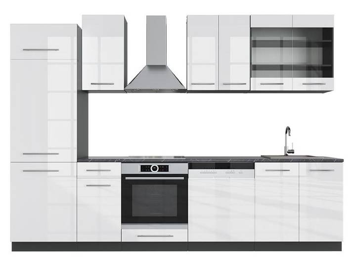 Cuisine Vicco Fame-Line Blanc brillant/Anthracite 300cm sans PT\, Model 35797