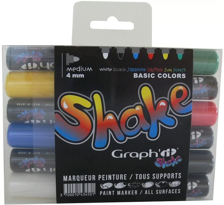 GRAPH'IT SHAKE Set de 6 Marqueurs Medium - Basic